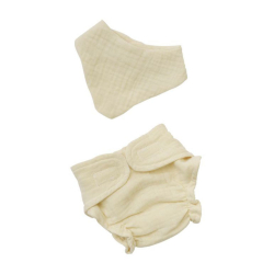 Couche et bavoir en tissu pour poupée 35-45 cm