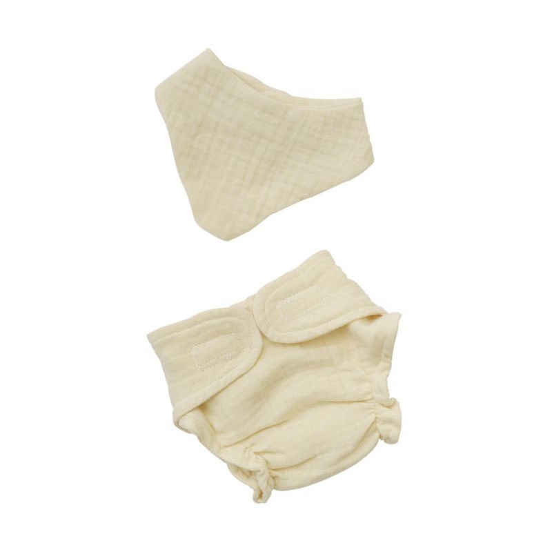 Couche et bavoir en tissu pour poupée 28-35 cm