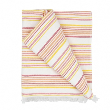 Fouta rayée 100x180cm - Tangerine