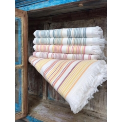 Fouta rayée 100x180cm - Tangerine