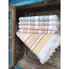 Fouta rayée 100x180cm - Tangerine
