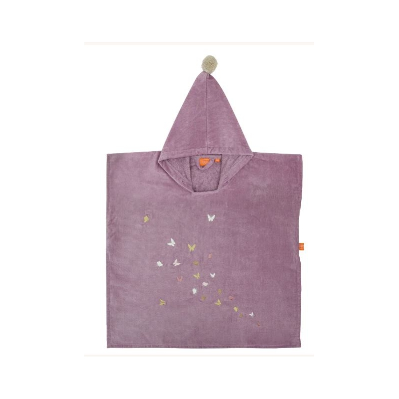 Poncho velour 4/6 ans - Papillons parme