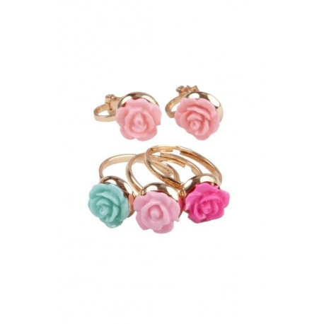 Set de bagues et boucles d'oreilles Fleurs