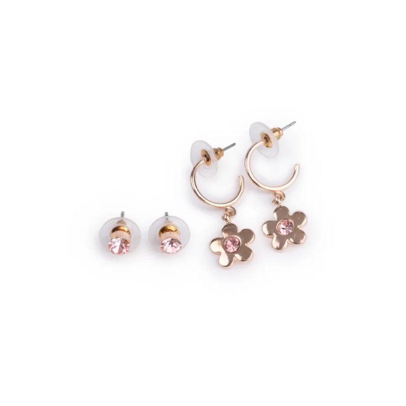 Set de 2 paires de boucles d'oreilles - Fleurs pendantes