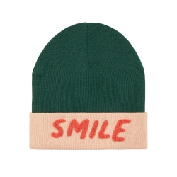 Little gang - Bonnet Smile vert et rose en laine 3-6 ans
