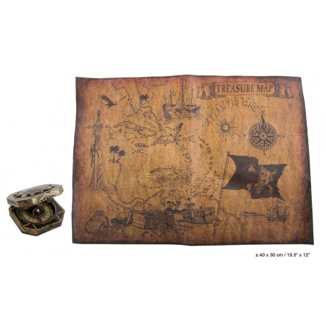 Carte au trésor de pirate avec boussole