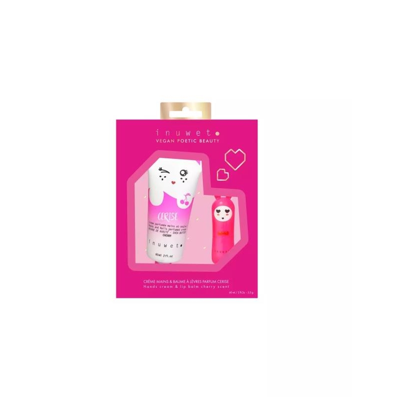 Coffret- Crème mains, ongles et baume à lèvres cerise